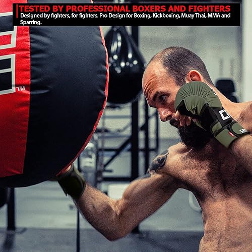 Miniatura 2 de Combat Corner - Guantes Spar MMA para hombre y mujer - Guantes de entrenamiento de boxeo de kickboxing, MMA, Muay Thai  OD Green