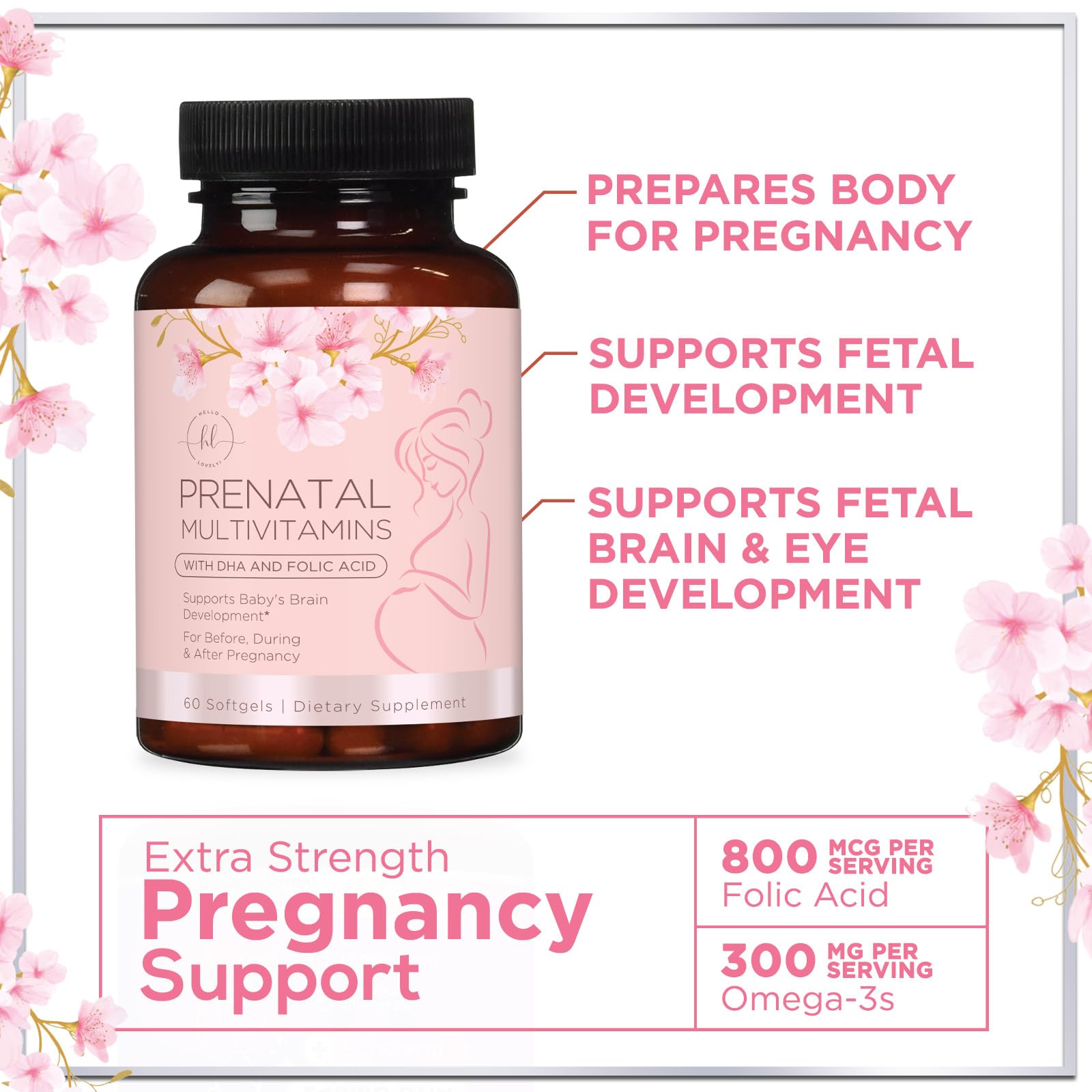 Prenatal Vitamins for Women with Folic Acid + DHA - Full-Spectrum Prenatal Supplement For Mom & Baby - Best Daily Pregnancy Multivitamin For Fetal Development Support, Bottled in USA - 60 Softgels — Amazon image 6