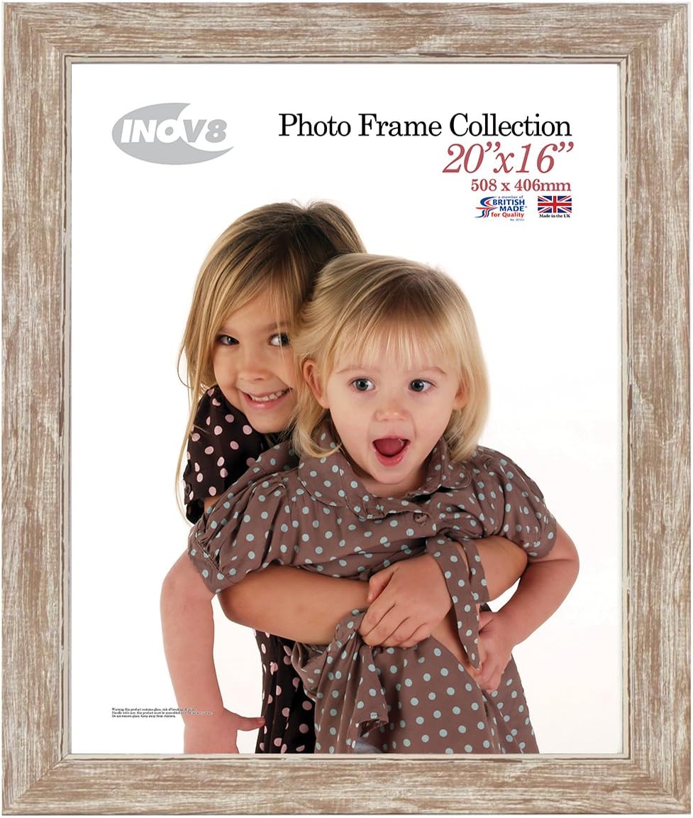 Inov8 British Made Traditional Picture/Photo Frame, 12x8-inch, Small Washed White