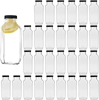 Encheng 8oz Reusable Glass Bottles with Airtight Lids - 30 Pack Vintage Jars for Smoothies, Kombucha, Juice, Milk & Storage