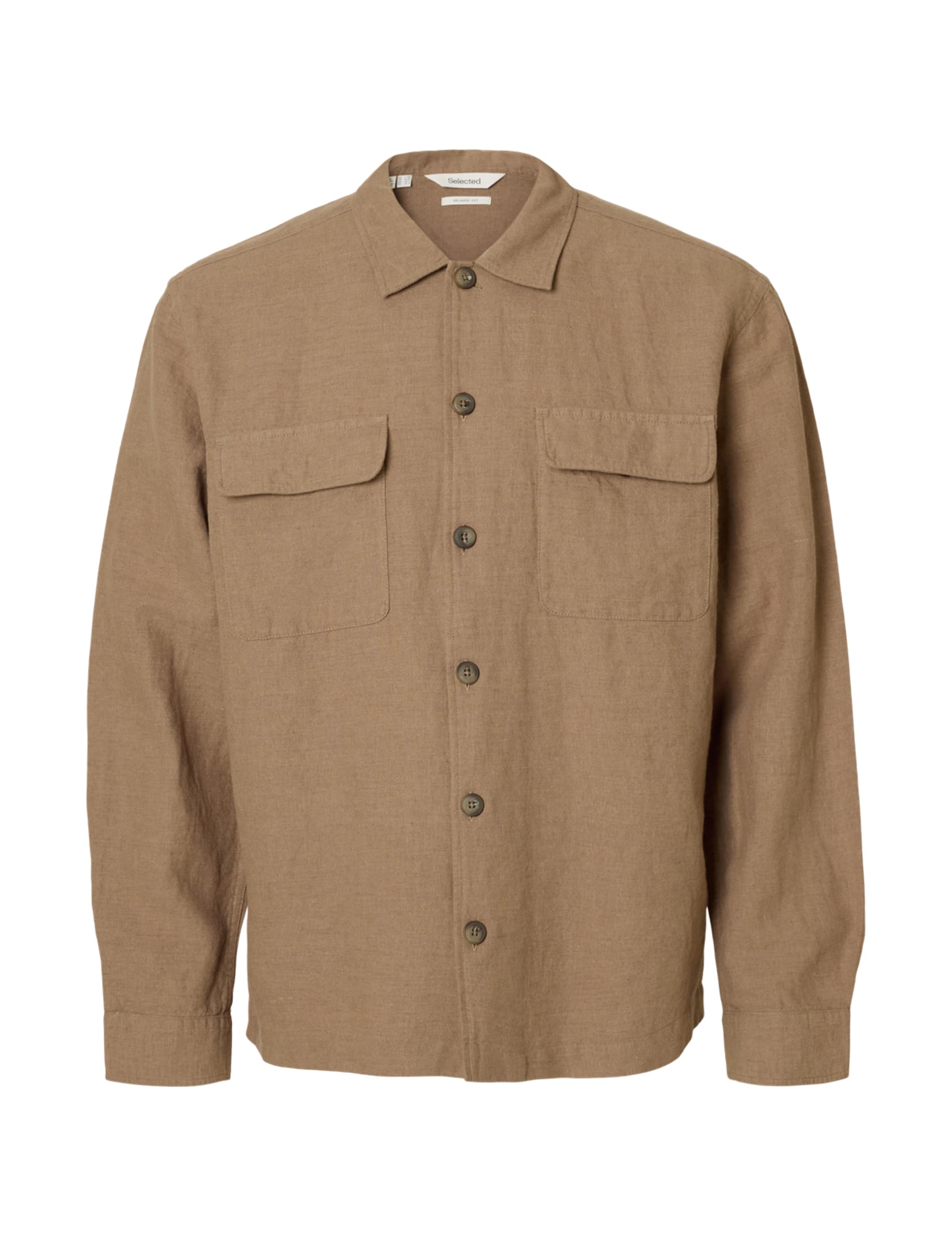 SELECTED MEN Slh-Leroy Linen Blend Overshirt Ls Noos, Caribou, S
