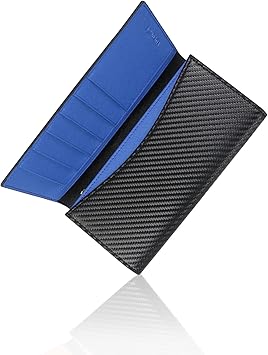 Amazon Fuyumoe フユモエ 長財布 財布 メンズ財布 カード収納 仕切り おしゃれ プレゼント 男 高校生 ロングウオレット 薄い かぶせ式 紳士 男性 通帳 かぶせ式 ブルー Hoho 財布