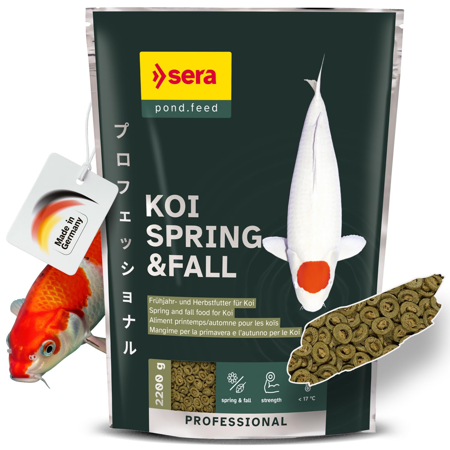 Koi Professional Spring & Fall Food 4.86 lb/2200 g | Floating Pellets for Immune Support & Condition | for Temperatures Below 63°F | Enriched with Vitamins & Omega Fatty Acids