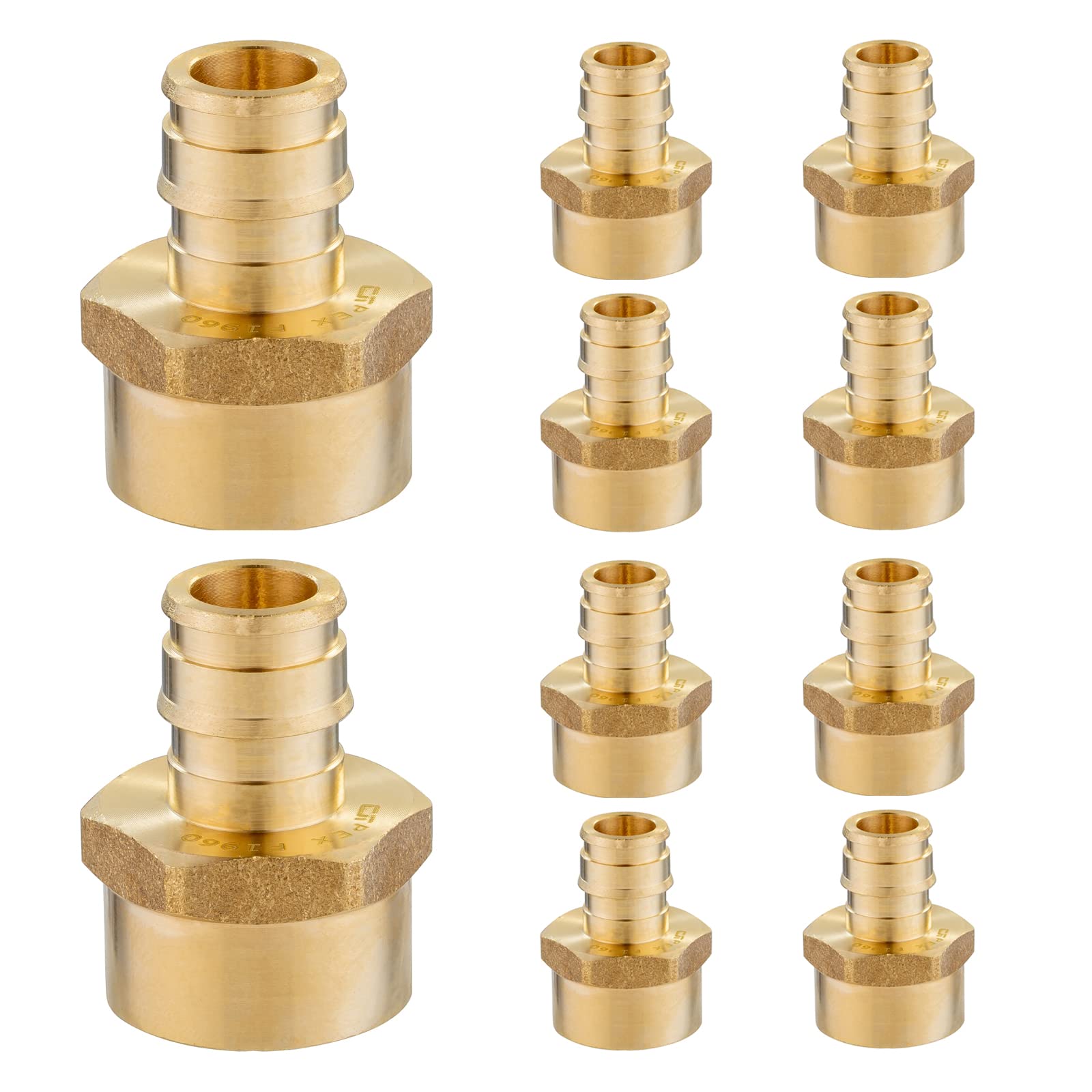 Paquete de 10 accesorios PEX-A, adaptador NPT hembra de expansión Pex-a de 3/4 pulgadas x 3/4 pulgadas, adaptador roscado hembra PEX ASTM F1960 para tubos Pex A