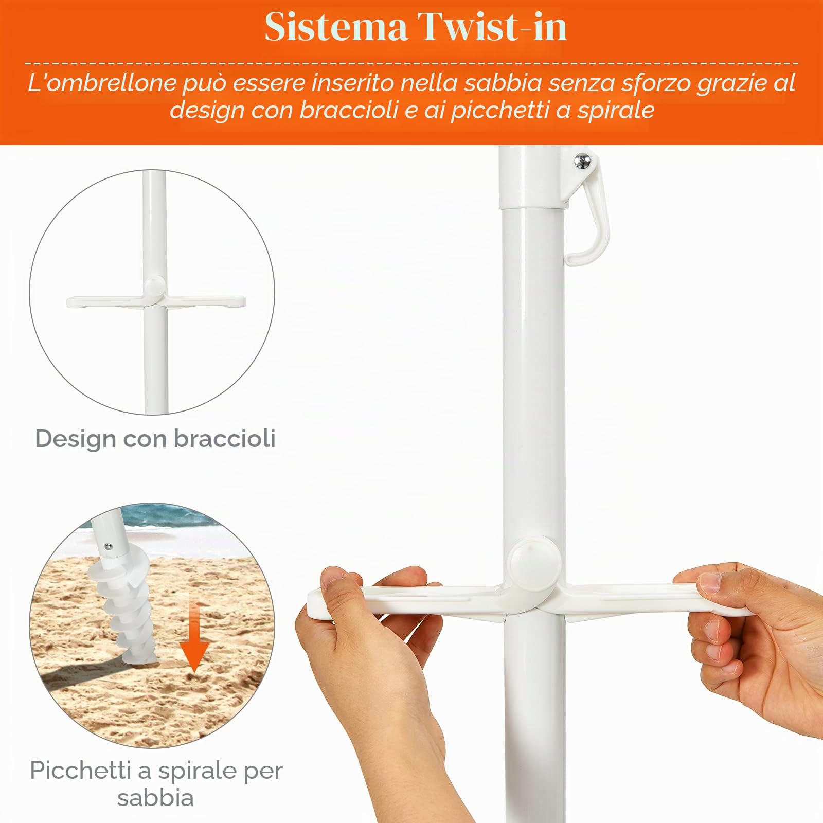 KOMFOTTEU Ombrellone da Spiaggia 200 cm, Parasole da Giardino con Portabicchieri e Borsa per il Trasporto, Pieghevole & Leggero, Ombrellone da Balcone Protezione Solare, per Patio, Piscina