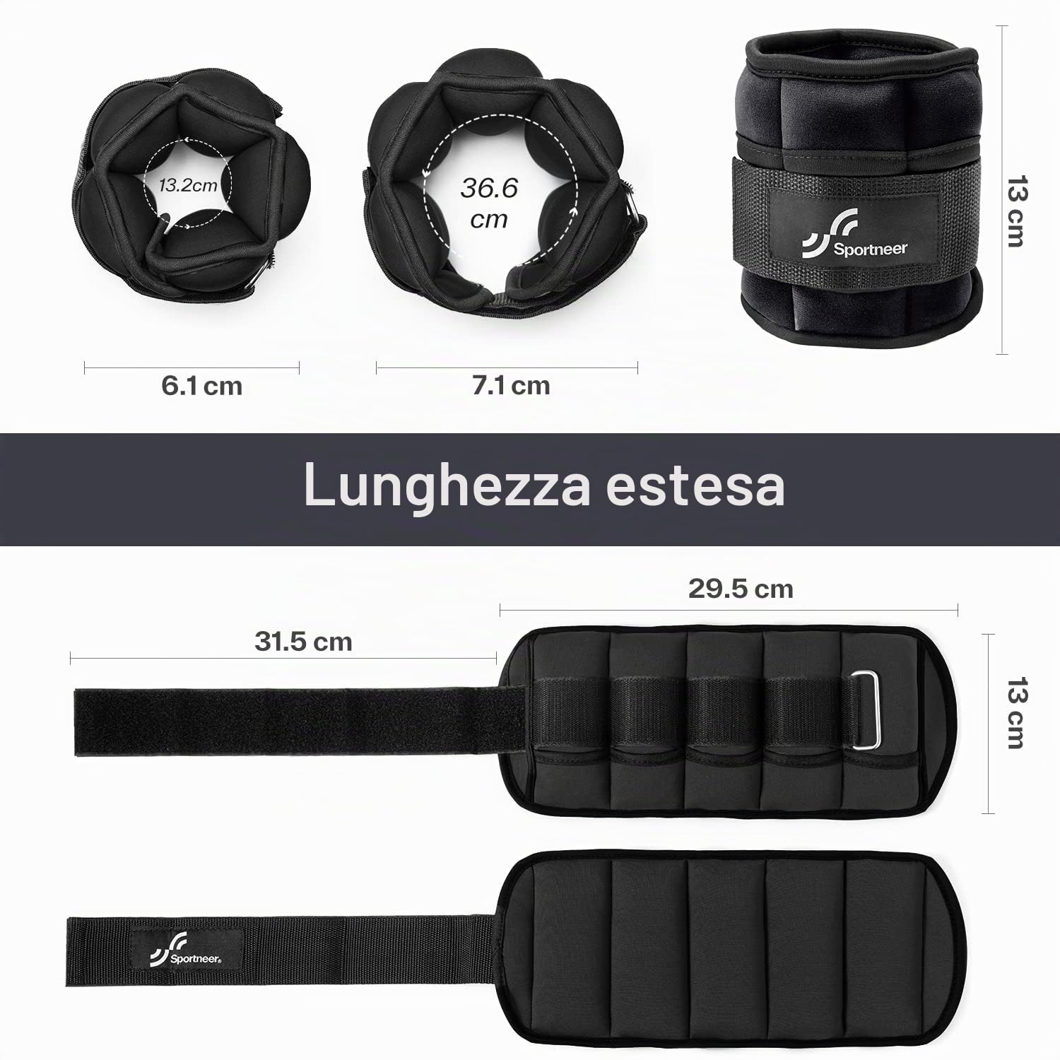 Sportneer Peso regolabile per caviglie, peso caviglia/polso, 0,23 kg a 0,9 kg per caviglia, 0,45-1,8 kg per coppia