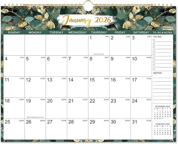 2026 Wall Calendar - 2026 Calendar, JAN 2026 - DEC 2026, 15" x 11.5", Large Calendar 2026 with Twin-wire Binding, Notes & To-do List, Perfect 2026 Wall Calendar 12 Month for Organizing