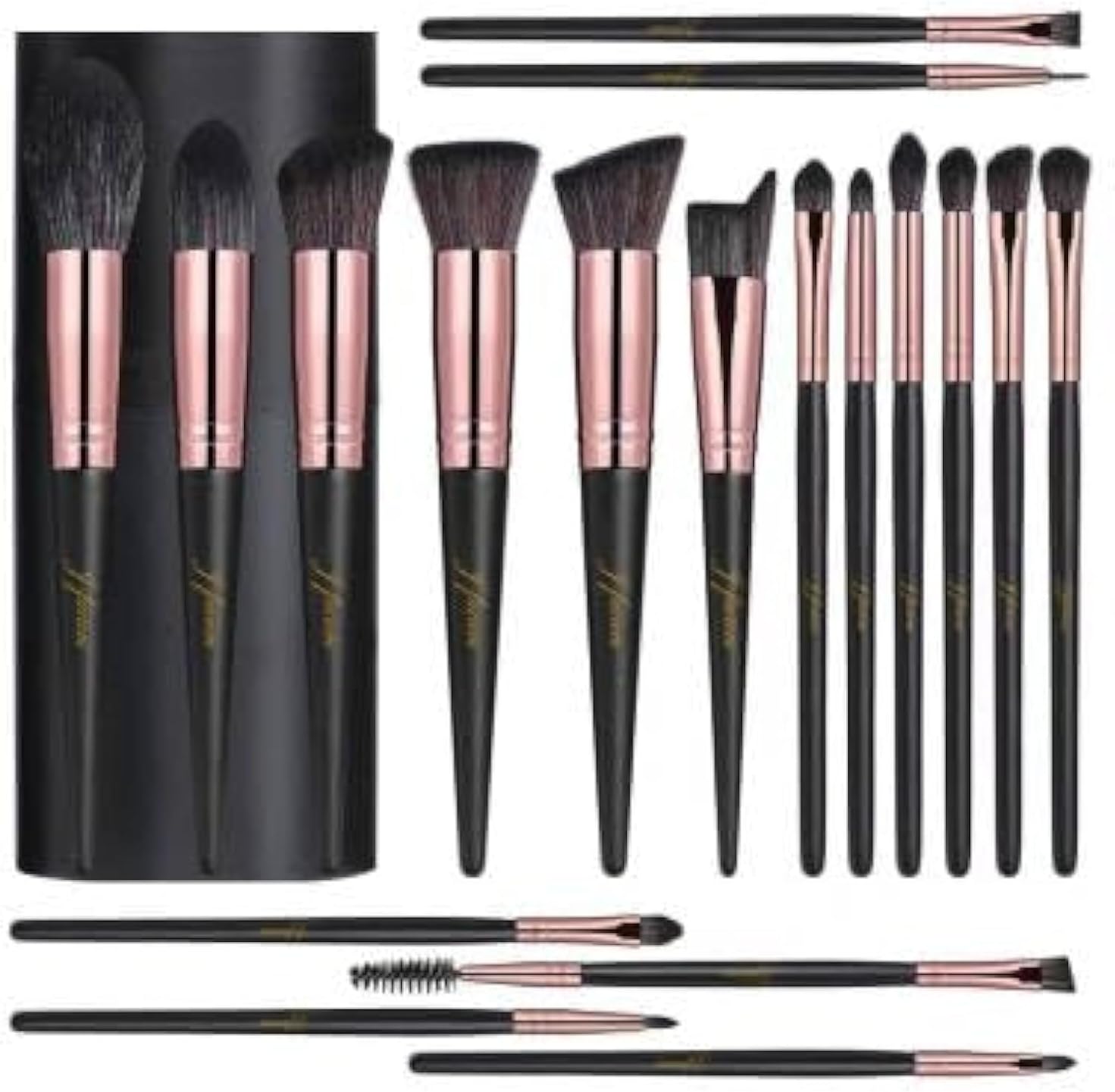 Makeup brushes Set 18 Pcs Premium Synthetic Foundation Powder brush makeup brush kit contour brush Concealers Eye shadows Blush Makeup Brushes with black case