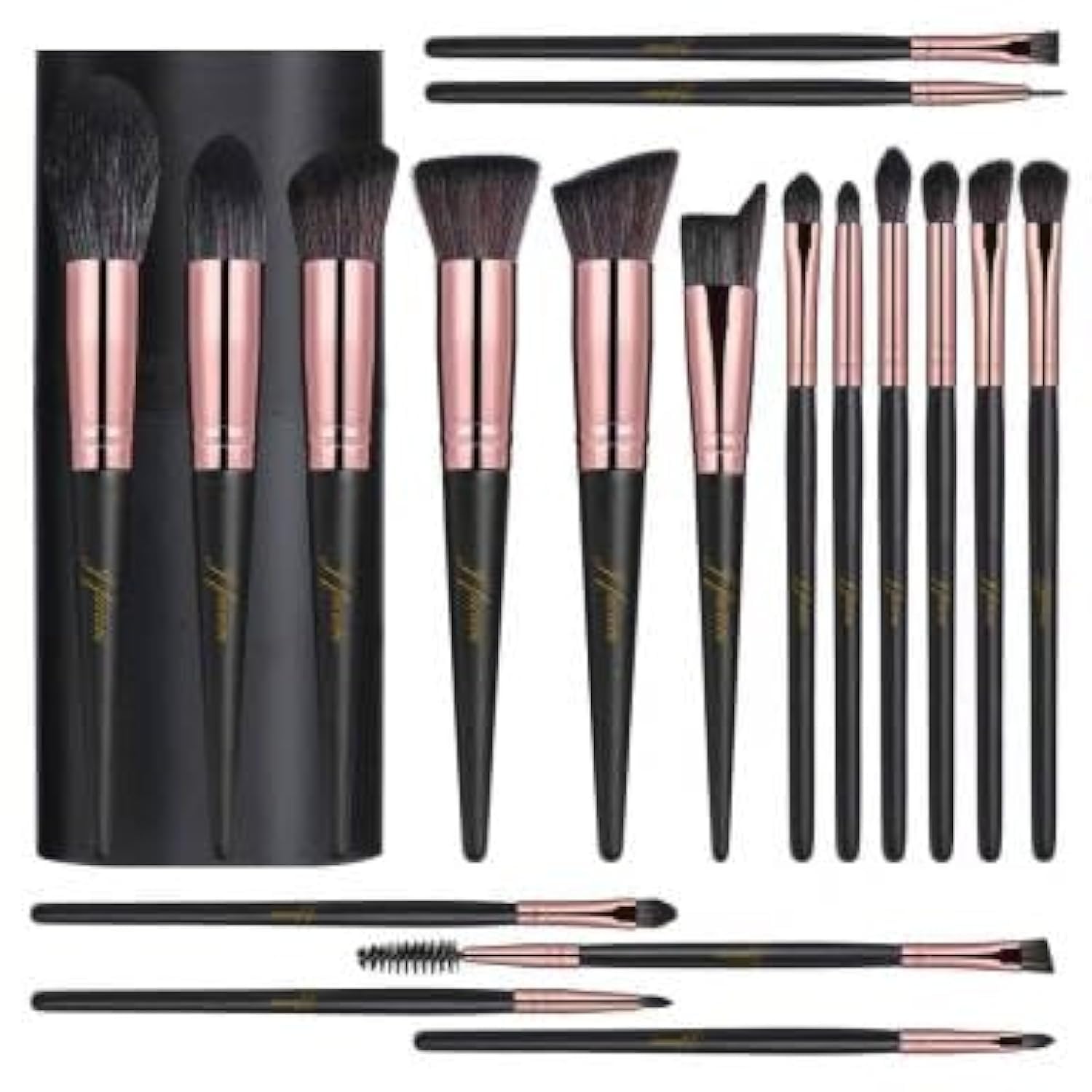 Makeup brushes Set 18 Pcs Premium Synthetic Foundation Powder brush makeup brush kit contour brush Concealers Eye shadows Blush Makeup Brushes with black case
