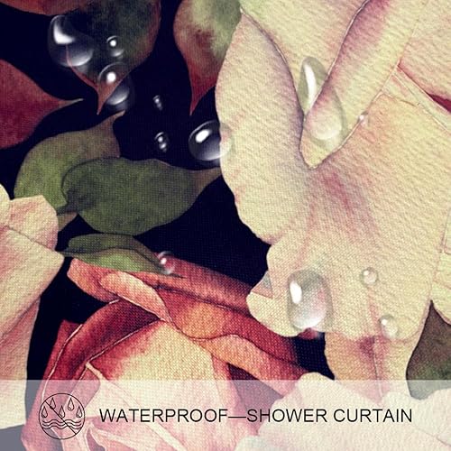 Miniatura 5 de KXO Juego de cortina de ducha impermeable y tapete de poliéster con ganchos, 70.8 x 70.8 pulgadas
