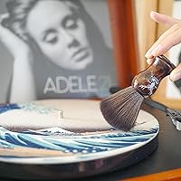 Vista 4 de Limpiador de discos de vinilo pequeño con mango de madera, cepillo para discos de vinilo para accesorios de limpieza antiestáticos (ciervo marrón)
