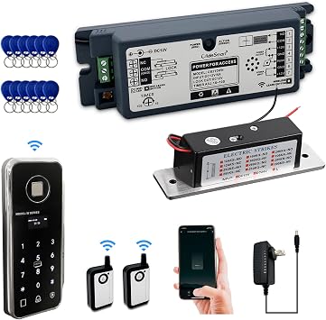 WiFi Access Control 400lb Holding Force Electric Magnetic Door Lock System Kit with Remote and Smartphone app Control, paired with Wireless Fingerprint and Access Kaypad Electric Strike Lock kit