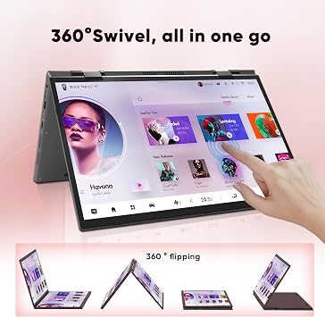 10.5 inch IPS Laptop 2 in 1 Touch Screen Windows 11 Notebook Computer Dualscreen N95 Tablet PC with Stylus Pen, 32G RAM 512G SSD, 2 Type-C, 2 USB3.0, HDMI