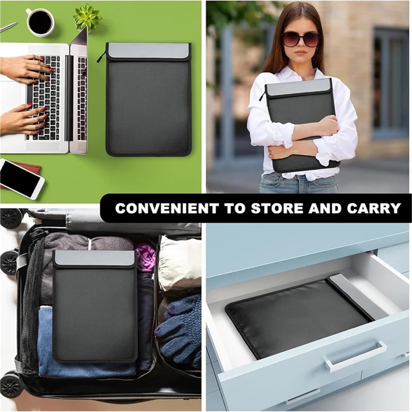 Borsa portadocumenti ignifuga da 2 pezzi, borsa portadocumenti impermeabile con 2 tasche, borsa portasoldi ignifuga for contanti per Documenti Passaporto