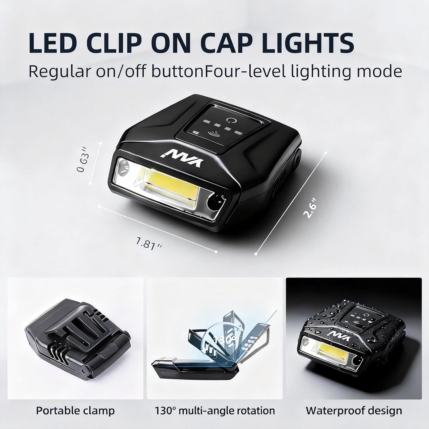 LED Hard Hat Light,Rechargeable Motion Sensor Cap Visor Head Light - COB Clip on Cap Lights - Headlamp Flashlight with Red Light for Fishing Running Camping Reading(1000mAh)