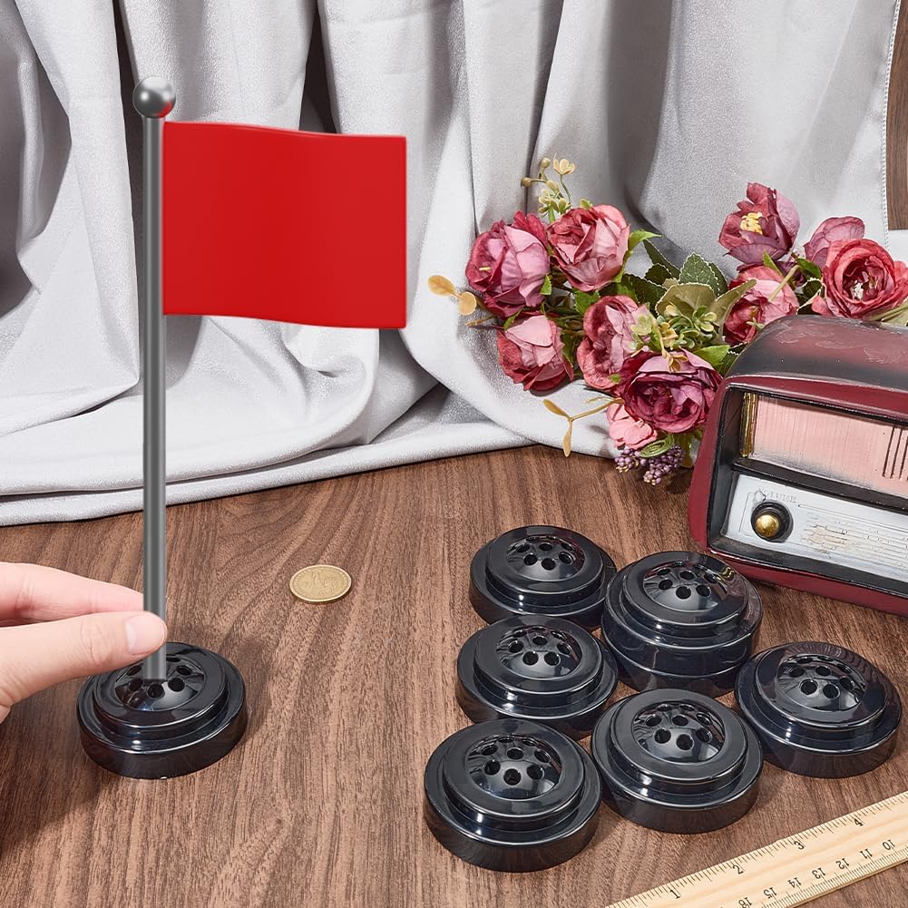 CRASPIRE 8Pcs 8 Hole Mini Desk Flag Holder Desktop Base Flag Stand 2.5x1 Plastic Stick Small Round Black Centerpiece Display Show Stands for Flagpole Table Centerpiece Indoor Office Company Party image 3