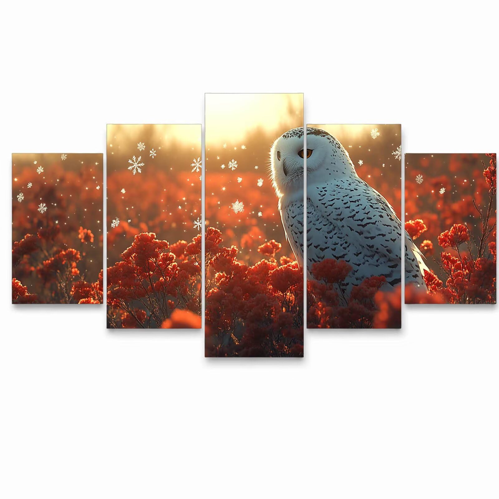 5 Pack Leuchtend Malen Nach Zahlen Erwachsene Eule Drei Größen YCBZ-5314 | DIY Set Erwachsene mit Pinselset Acrylfarben Set Fünf Leinwand zum Bemalen Landschaft Deko Wohnzimmer Geschenke für Frauen