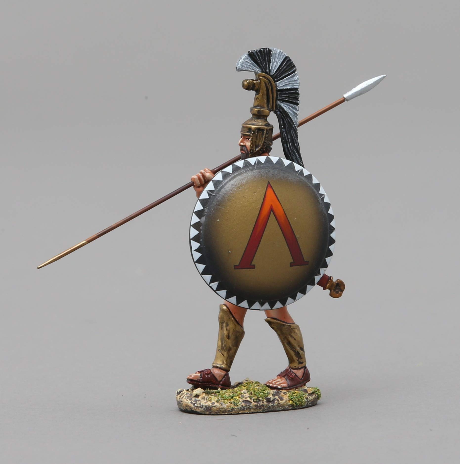 Thomas Gunn MiniaturesSPA034A Greek Spartan Hoplite Marching Lambda Shield 1:30 Scale Pewter