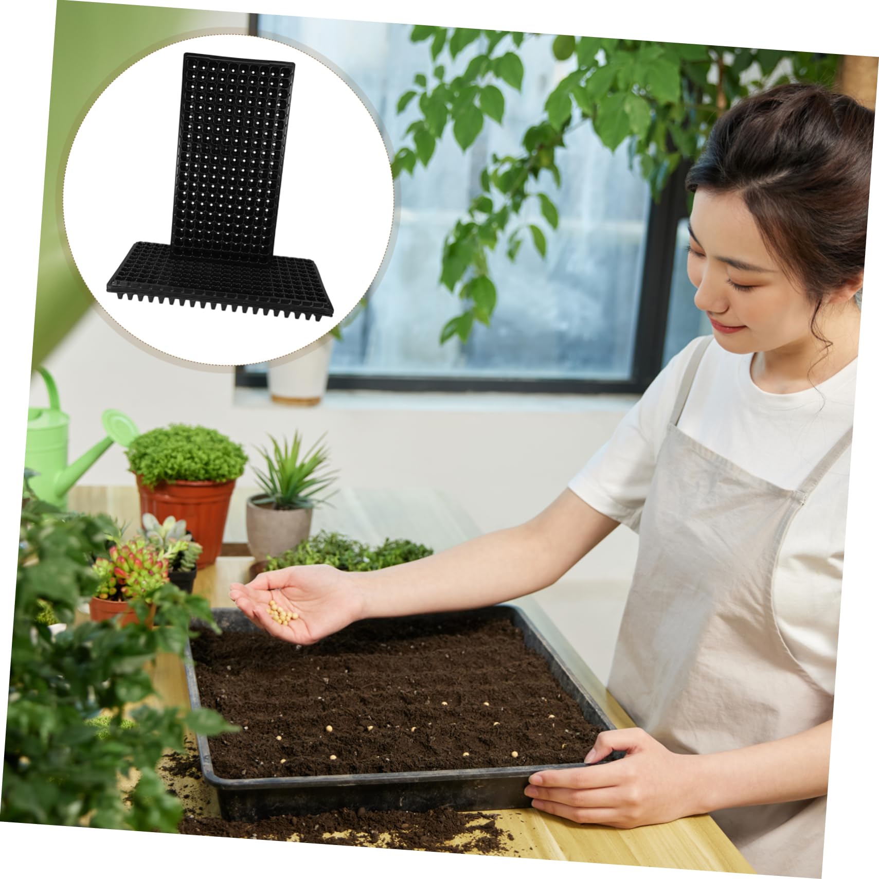 Plaque de Germination 10 Pièces, Plateau de Semis en PVC Noir à 200 Cellules, Léger et Réutilisable, pour Jardinage Maison et DIY