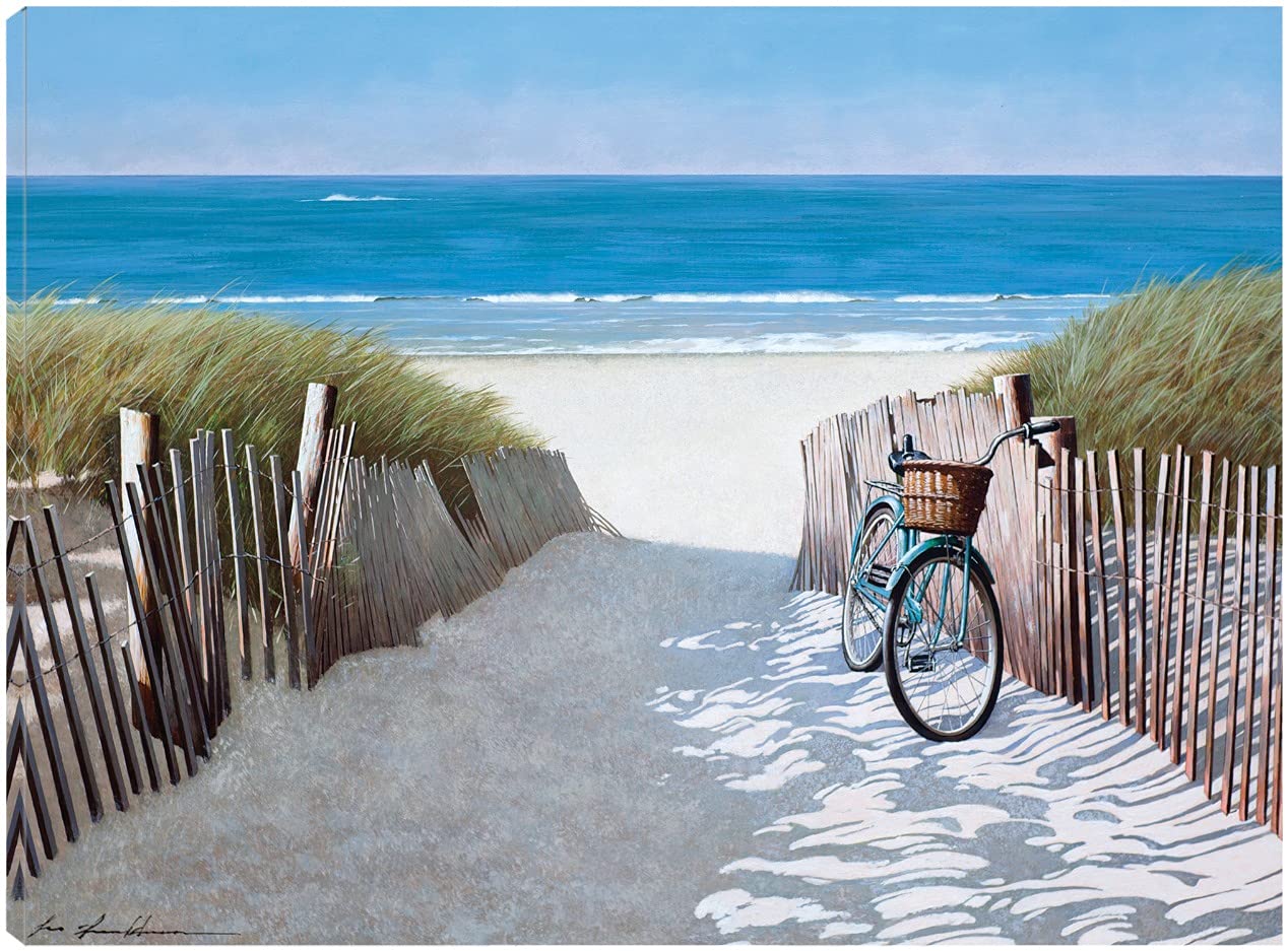 Fine Art Canvas Beach Bike 2 Canvas Wall Decor by Artist Zhen-Huan Lu for Living Room Bedroom Bathroom