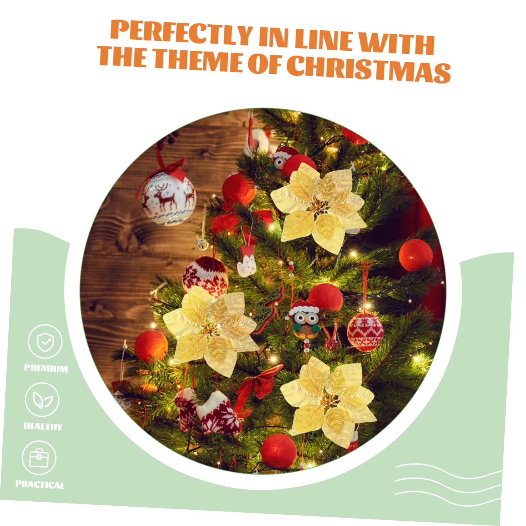 ABOOFAN 84piezas Flores Artificiales De Pascua Decoración Navideña De Poinsettia para Árboles Guirnaldas y Fiestas Atmosfera Festiva Asegurada