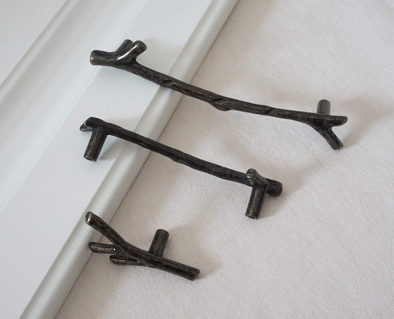 LBFEEL 3.75'' 5'' Branches Cabinet Knobs Drawer Pull Handles Knobs Dresser Knob Pulls Antique Bronze Twigs Hardware 96 128mm (5" Hole Centers)
