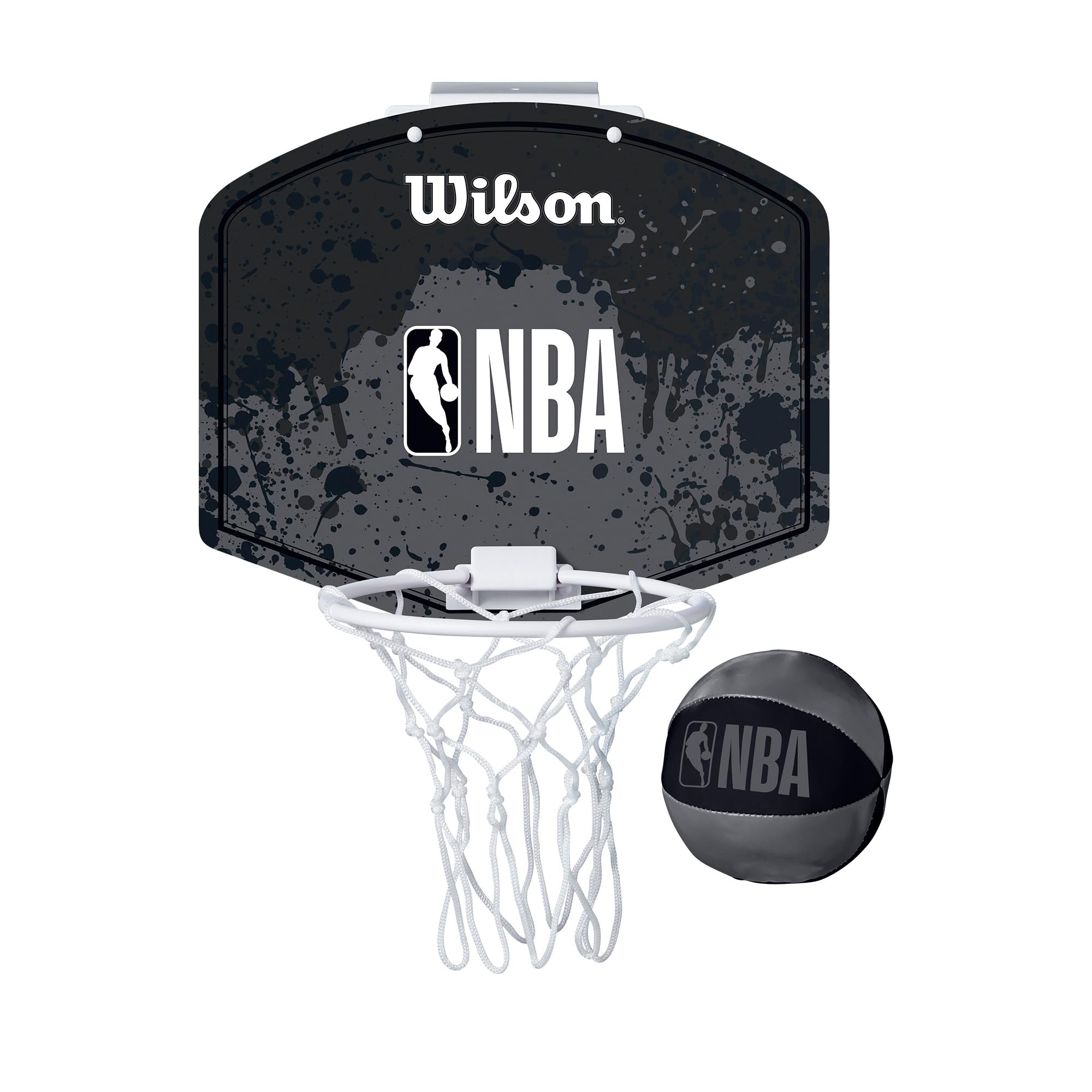 Wilson Canestro Da Basket Nba Team Mini, Dimensioni Compatte E Struttura Robusta, Facile Da Montare E Design Dinamico, Colore: Nero/Grigio-image