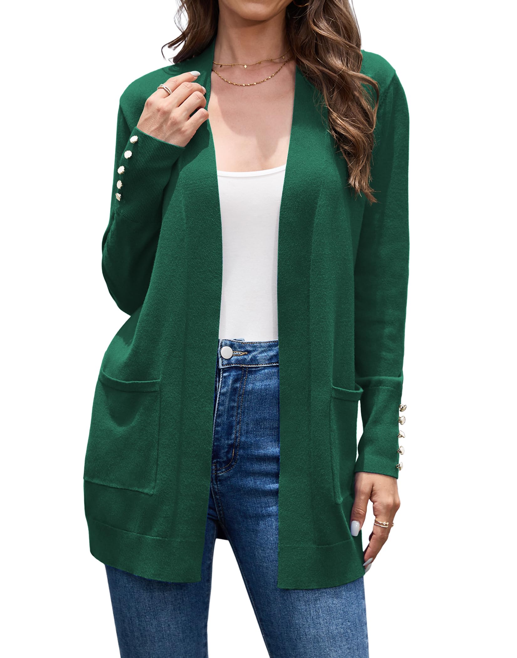VIISHOW Women Cardigan Sweater Lightweight Open Front Long Sleeve Soft Fine Knit Casual Trendy Kimono Cardigans with Pockets