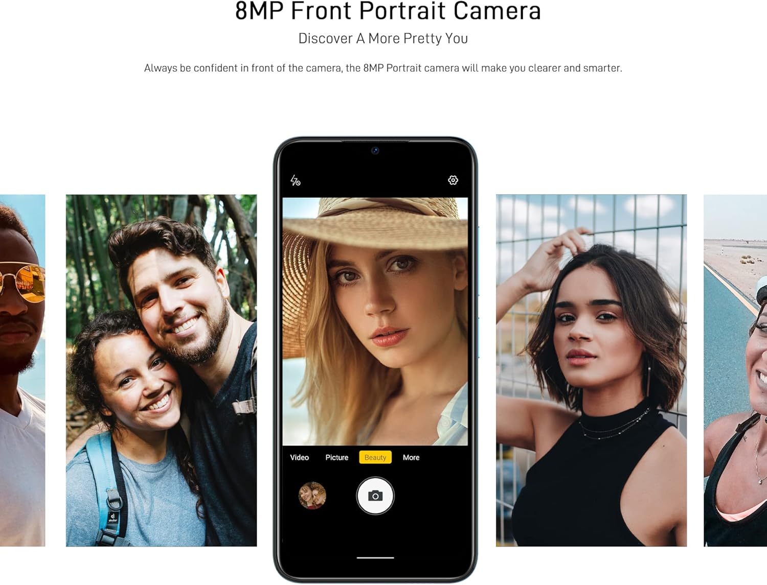 Examples of selfies taken with the 8MP front portrait camera of the DOOGEE X98 Pro.