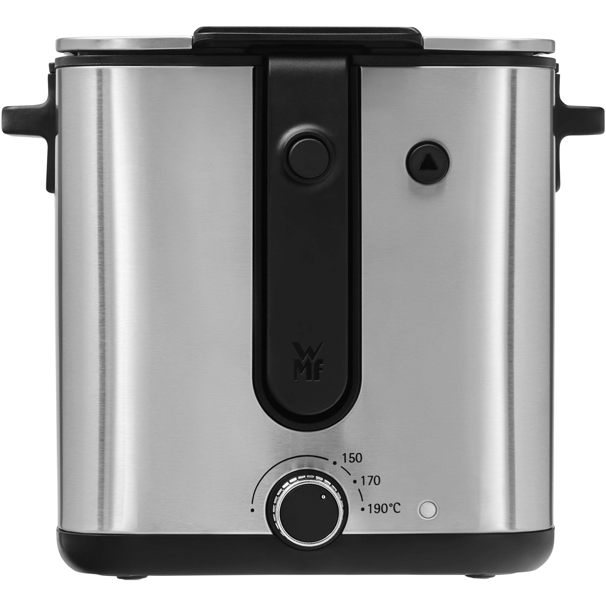 WMF Küchenminis mini frytkownica z tłuszczem/olejem, mini frytkownica z krajalnicą do ziemniaków, 1000 W, wyjmowany pojemnik na olej, na chrupiące frytki, stal nierdzewna matowa