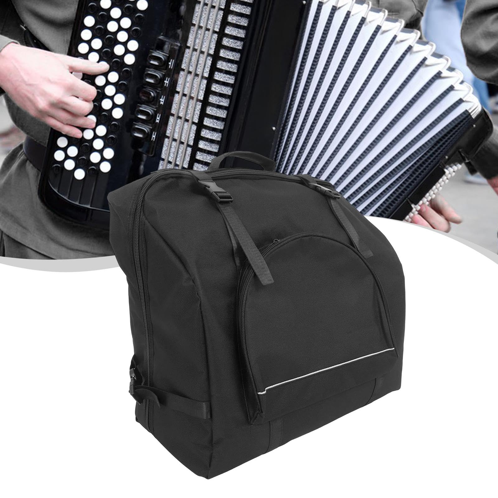 Akkordeontasche, Instrumentenkoffer, Wasserdichtes Oxford Gewebe, Leicht zu Tragen mit Verstellbaren Gurten Und Fächern, Geeignet für Schüler, Mittelg, L