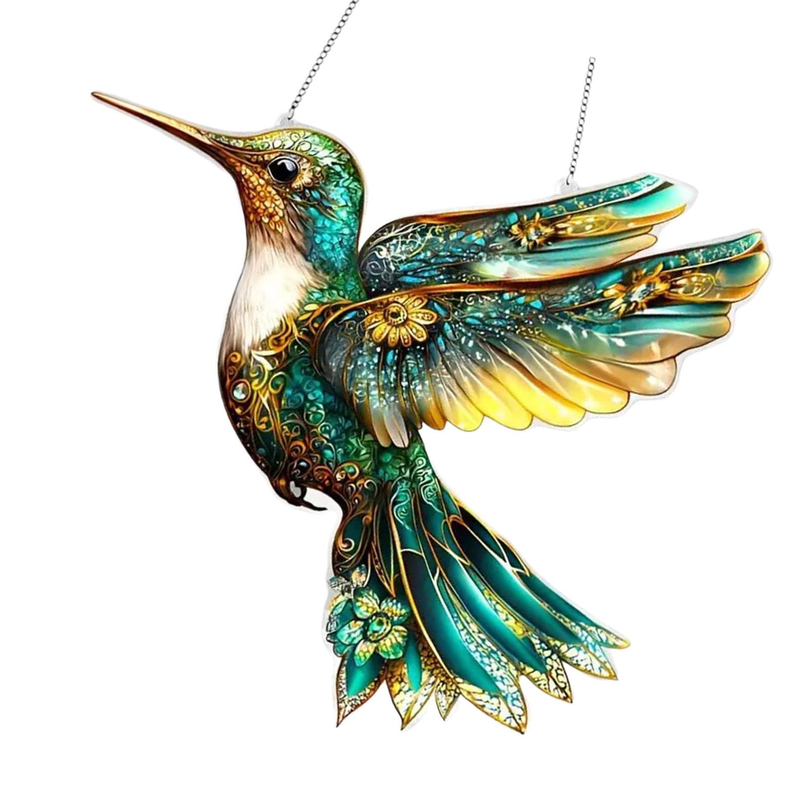 hogtnd Elegant Crystal Bluebird Suncatcher Hanging Ornaments Decoration Acrylic Stained Glass Effect Indoor Outdoor Crystal Bluebird Stained Art Ornament