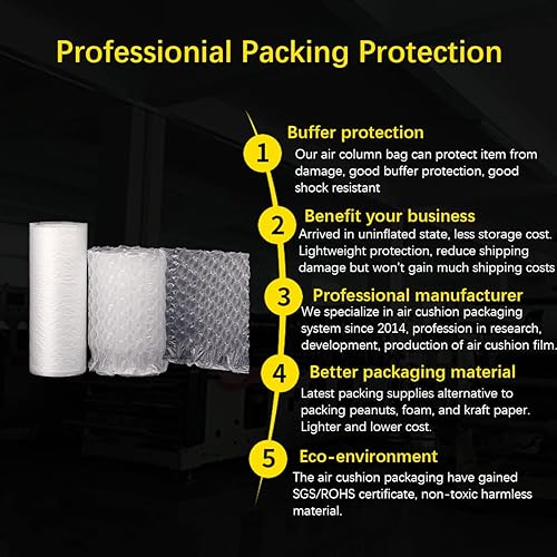 Miniatura 2 de RESISSHO Película de burbujas para cojín de aire PK003, bolsas de llenado de vacío de burbujas de aire de 984 pies x 15 34 pulgadas x 12 12 pulgadas