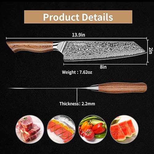 Miniatura 4 de Cuchillo de chef japonés VG10 Core Cuchillo de cocina de 8 pulgadas, cuchillos de cocina profesionales Cuchillo de cocina afilado de acero de alto