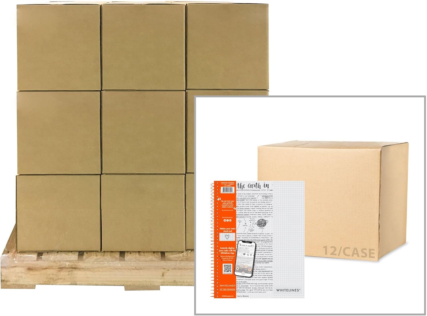 Pallet of 45 cases (1080 Total) Looseleaf Filler Paper, 8"x10.5", 200 Sheets of Smooth Medium Weight 15# White Paper, 3-Hole Punched, wide Ruled
