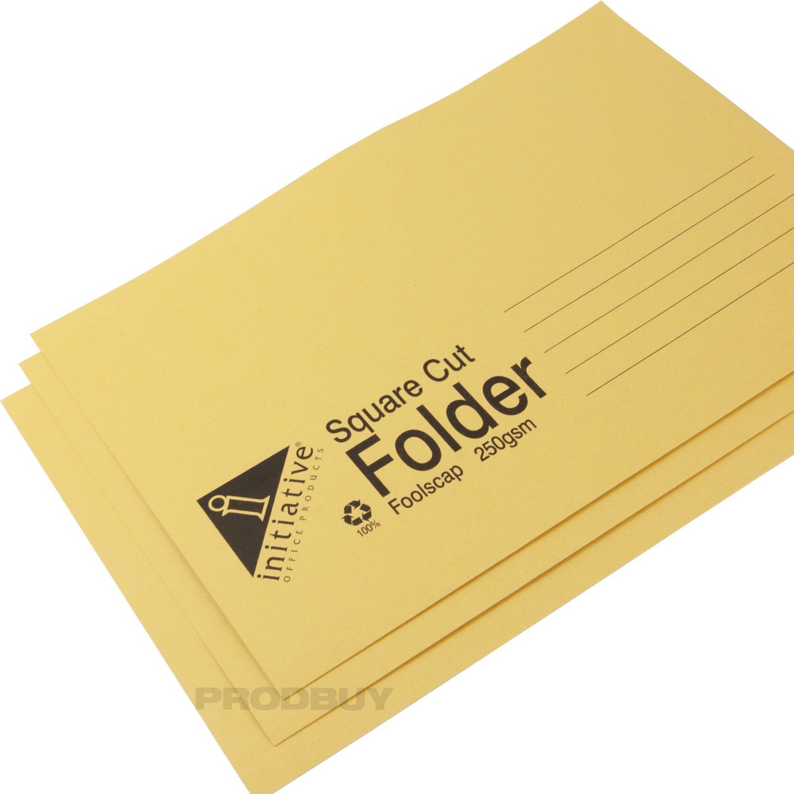 [100 Pack] Foolscap 250gsm Square Cut Folders (Yellow)