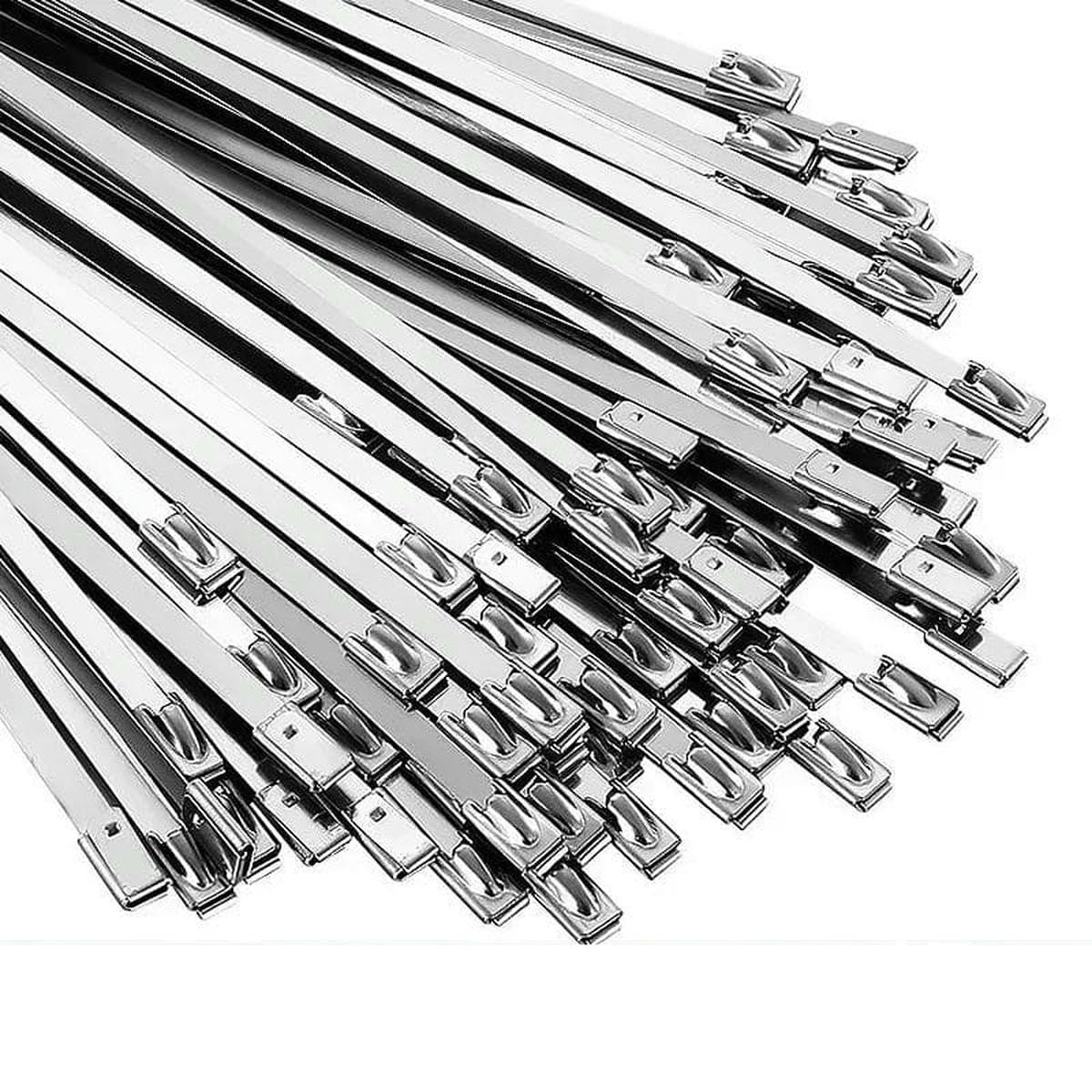 20/100Pcs Stainless Steel Cable Ties Metal Zip Ties Strap for Exhaust Wrap Multi-Purpose Heavy Duty Self-Locking Fastening Ring-4.6x300mm-20