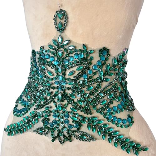 Miniatura 19 de Parches de costura de encaje con cuentas con piedras y cristales de diamantes de imitación cosidos, manualidades para disfraces de boda, decoración