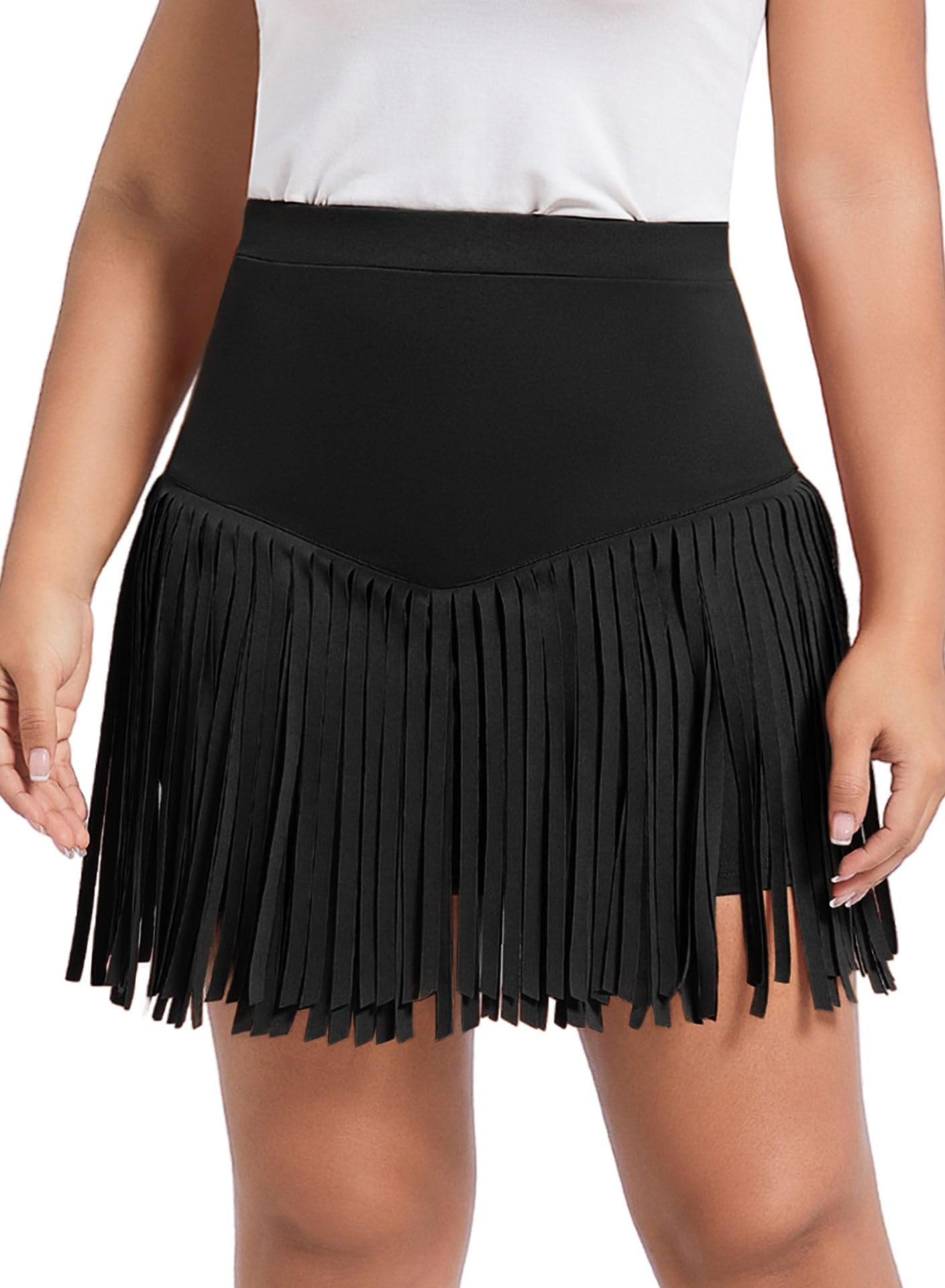 Ella Lustwomen Plus Size Fringe Cowgirl Mini Skirt Western Country
