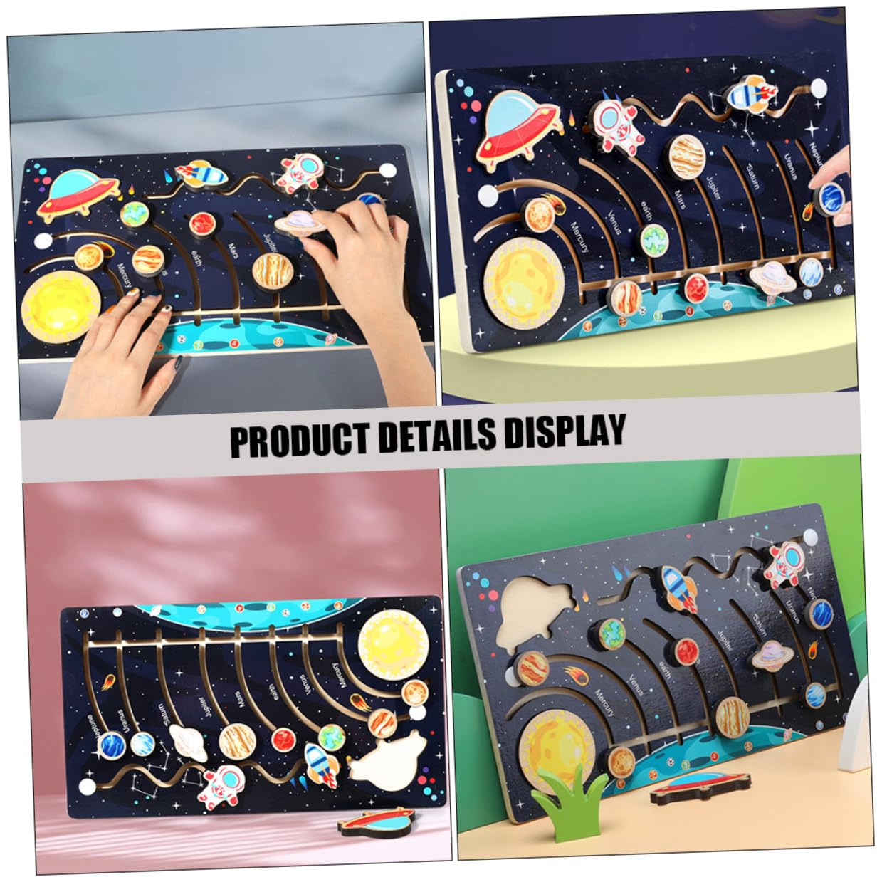 BESPORTBLE Puzzle Planetario Solare in Legno per Bambini, Giocattolo Educativo di Cognizione Spaziale Montessori, Set Puzzle Pianeti Colorati per Sviluppo Cognitivo e Creativo