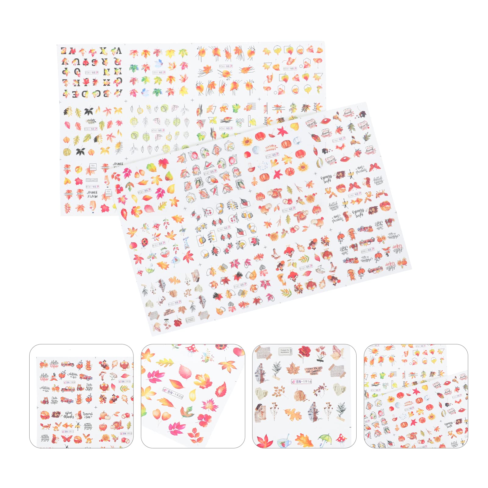 Ipetboom 32pezzi Adesivi Per Unghie Decorazioni Manicure Per Ringraziamento Facili Applicare Design Autunnale Per Nail Art