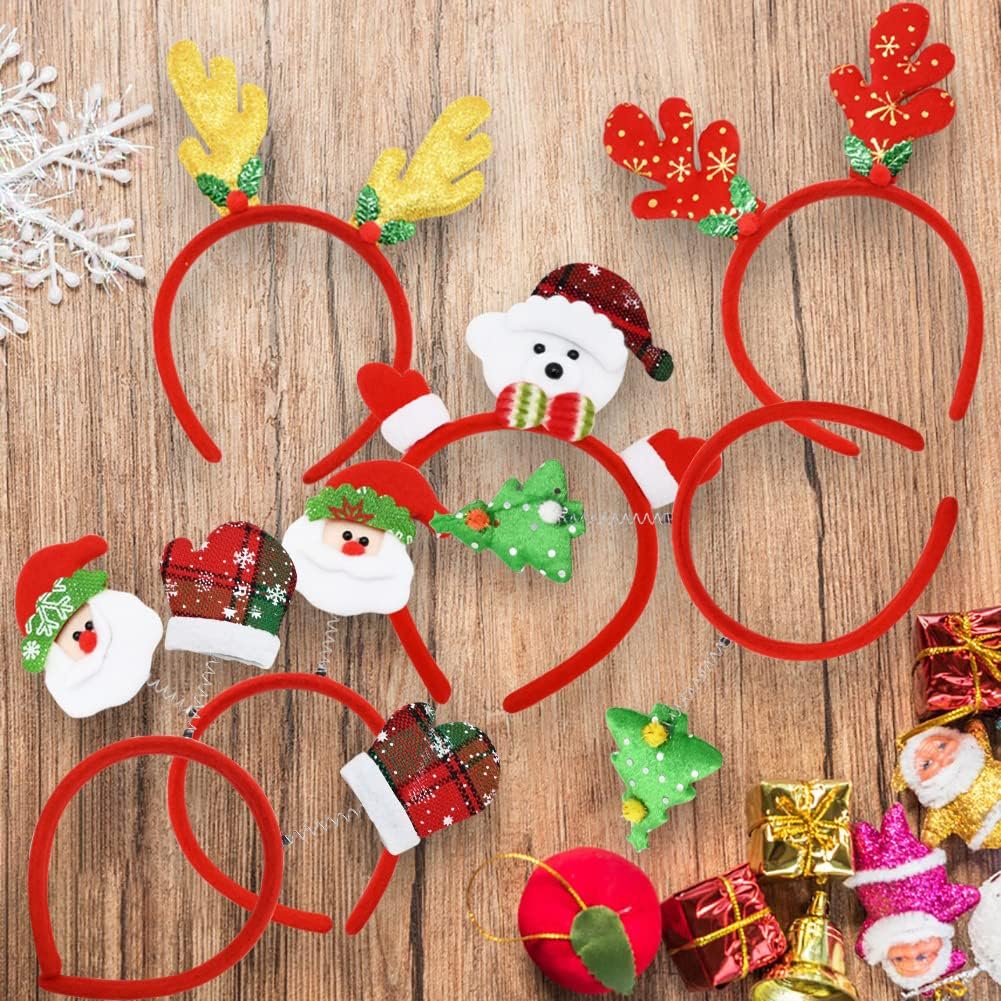 WODMAZ 12 PCS Christmas Headbands, Cute Christmas Head Boppers Party Hats Reindeer Costume Headbands for Christmas Holiday Party Accessoriess, Annual Holiday, Photos Booth - Image 4