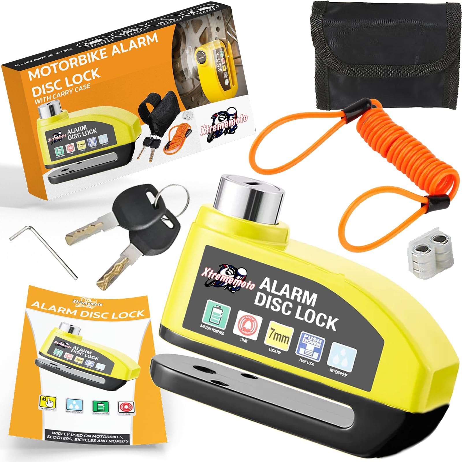 Xtremeauto Alarm Disc Lock Motorbike Security Anti Theft Brake Disc