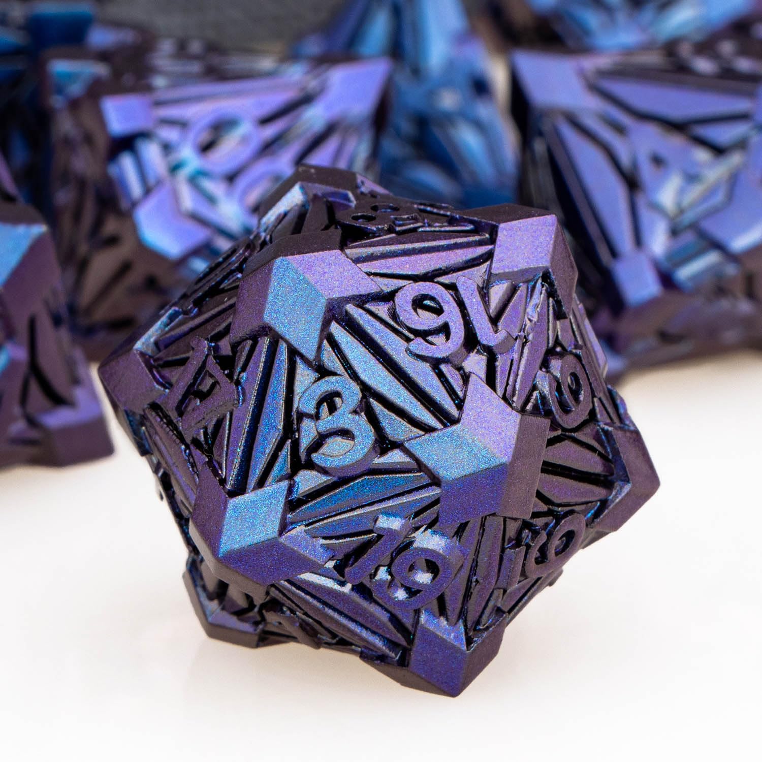 Set 7 Dés RPG En Métal (D4 à D20) Avec Pochette Velours - Pour D&D, Pathfinder, Jeux De Rôle - Finition Bronze Antique Accessoire Jdr