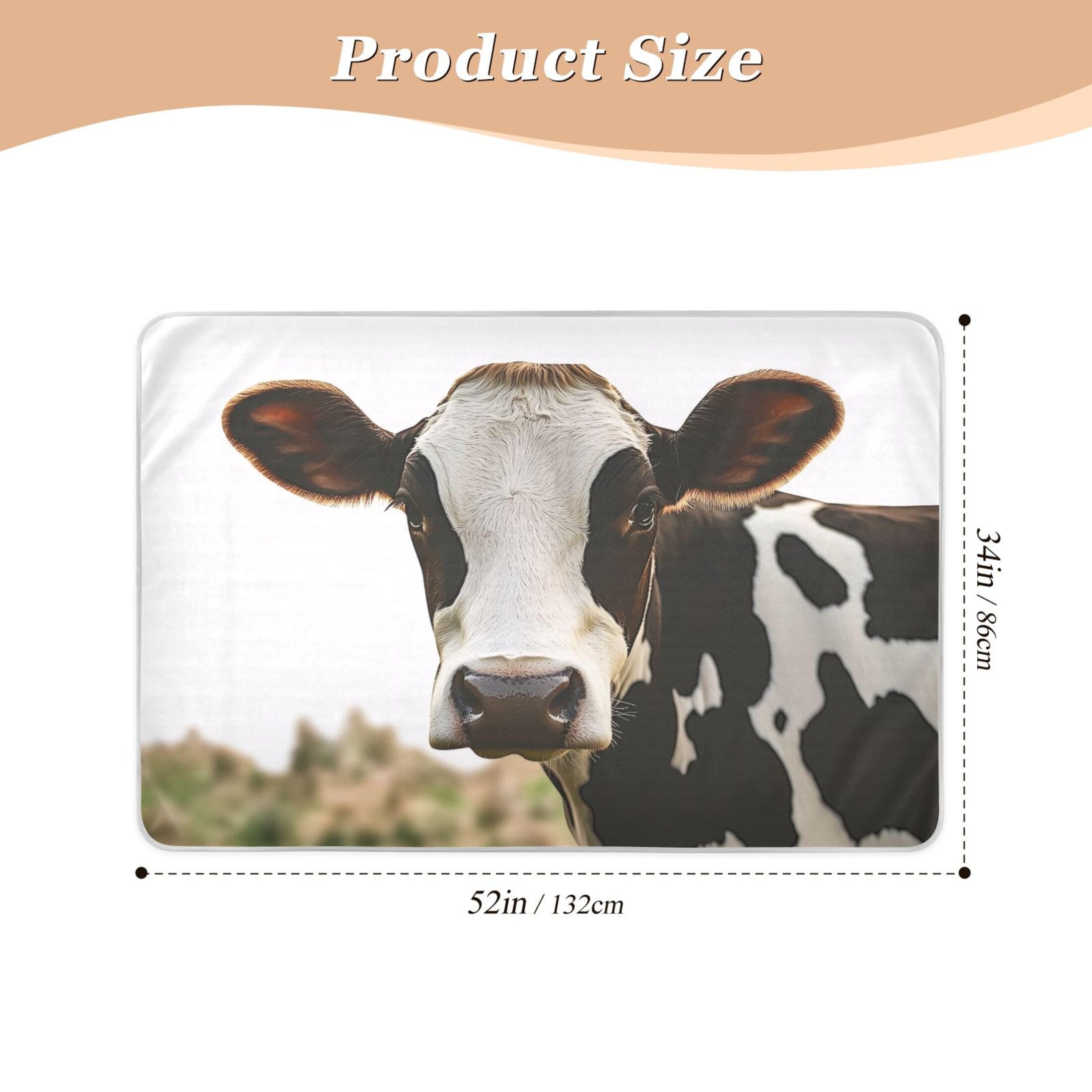 Takiito Milk Cow Bed Pad Reusable Bed Underpad Washable Waterproof Leak-Proof Quick Dry Incontinence Pee Pad for Toddlers Kids Adults Pets 34x52 in