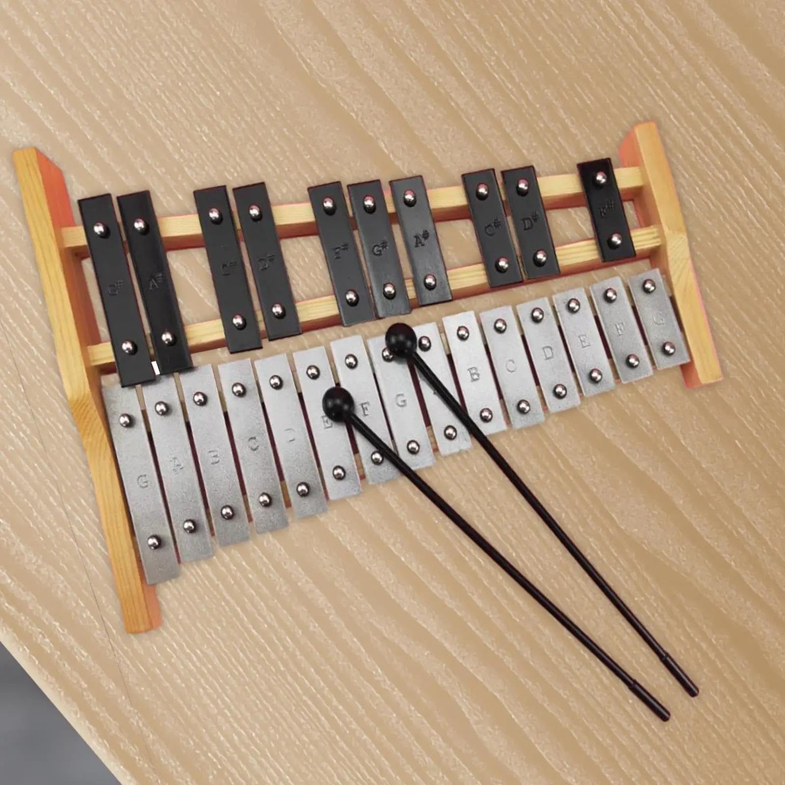 Glockenspiel con tavola armonica resistente in metallo da 25 note con borsa per il trasporto e strumento a percussione con mazzuolo Kit Glockenspiel Professionale