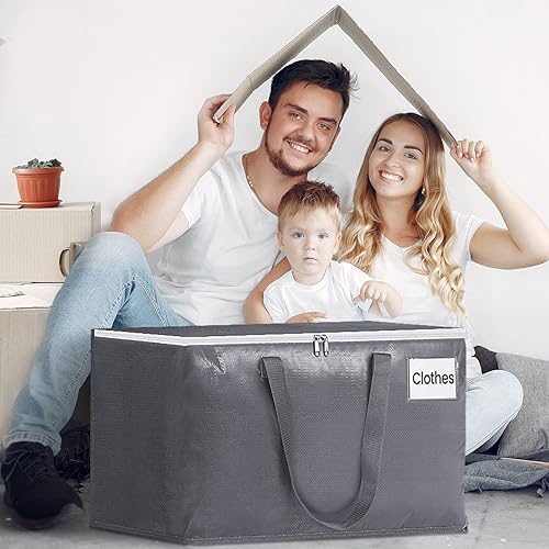 Miniatura 7 de FabSpace Cajas de mudanza resistentes con cremalleras y asas fuertes suministros plegables para mudanza bolsas de almacenamiento para embalaje y