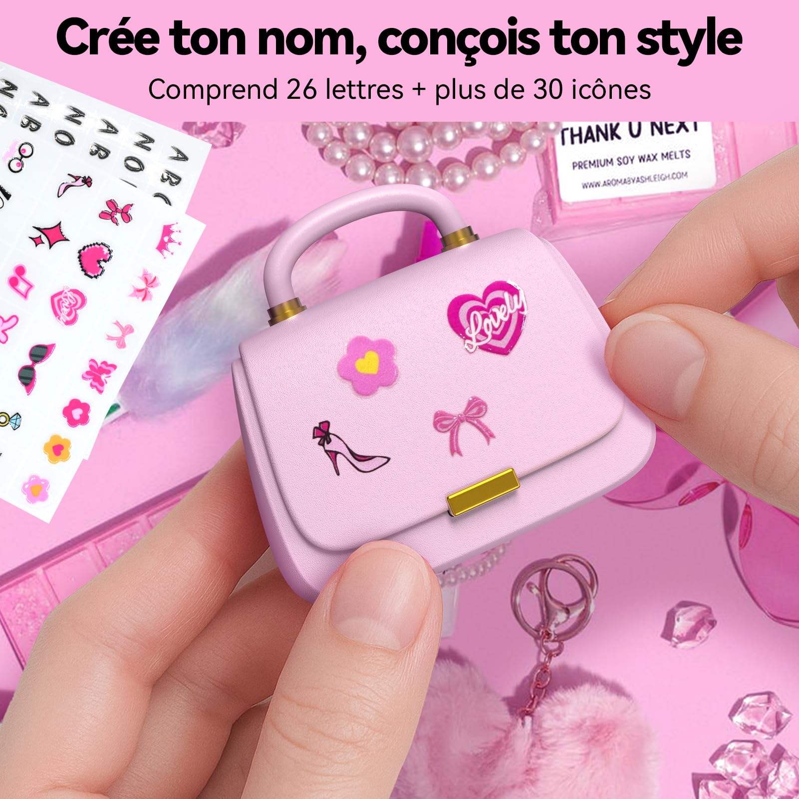 ANCwear Écouteurs Bluetooth 5.4 in-Ear, Étui Façon Sac à Main, Rose