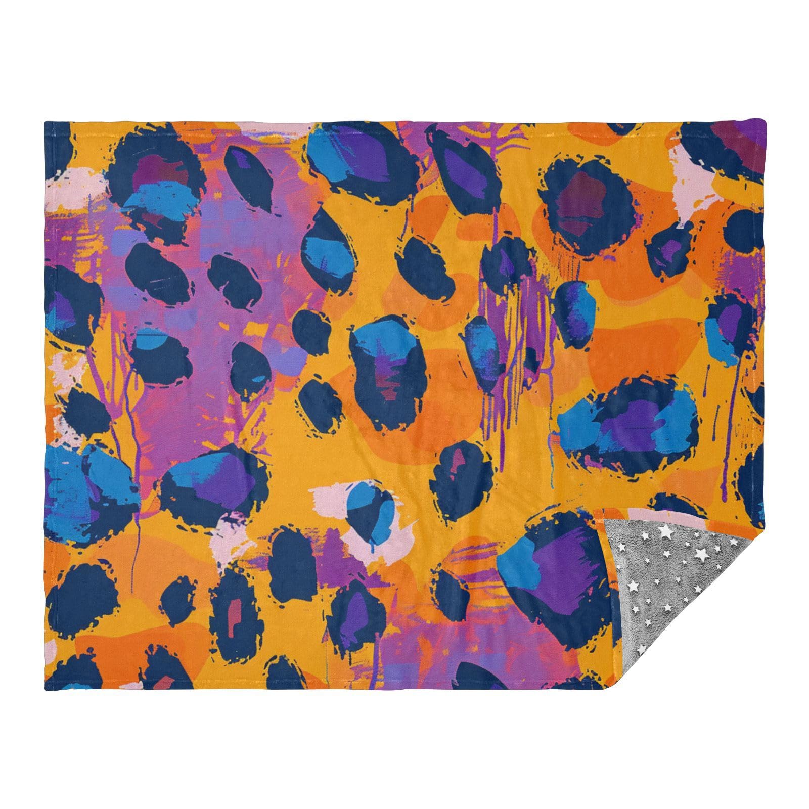 Jeté de lit léopard orange plaid de décoration chambre fille 50x70