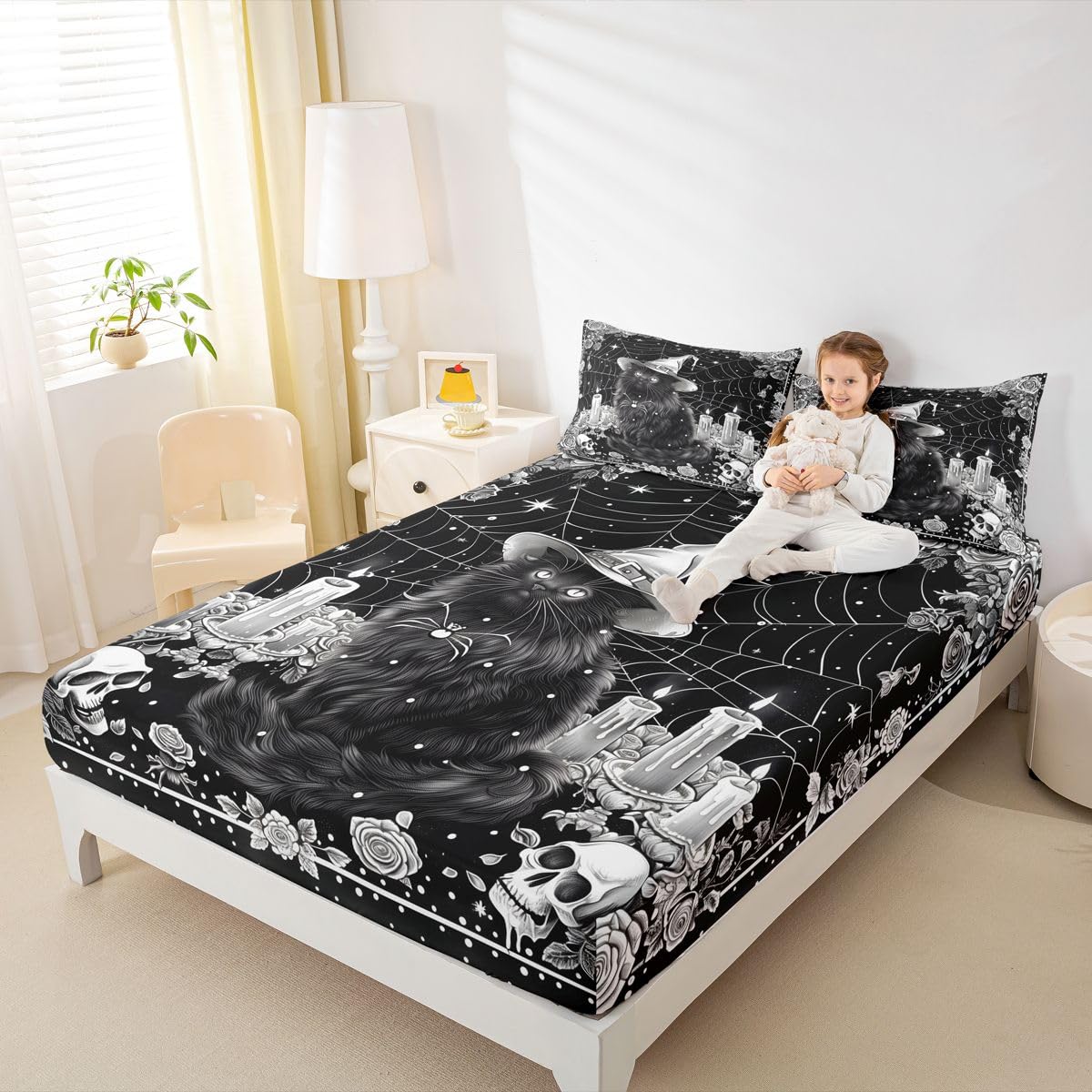 Homemissing Gothique Chat Drap Housse 180x200cm